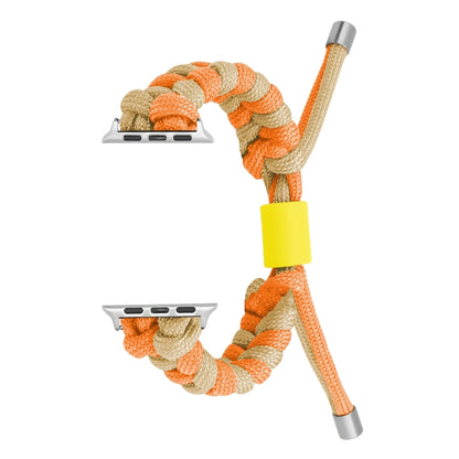 For Apple Watch Ultra 49mm Paracord Fishtail Braided Silicone Bead Watch Band(Orange Yellow) - Watch Bands by buy2fix | Online Shopping UK | buy2fix