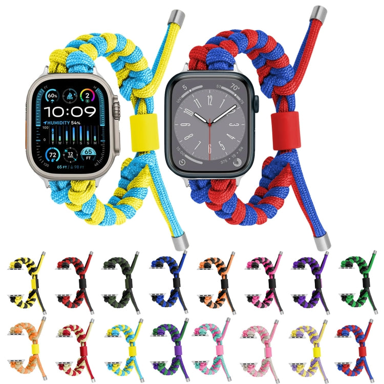 For Apple Watch Ultra 49mm Paracord Fishtail Braided Silicone Bead Watch Band(Orange Yellow) - Watch Bands by buy2fix | Online Shopping UK | buy2fix