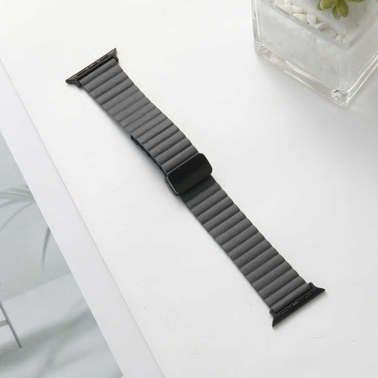 For Apple Watch Series 9 41mm Water Ripple Magnetic Folding Buckle Watch Band, Style: Bold Version(Grey) - Watch Bands by buy2fix | Online Shopping UK | buy2fix