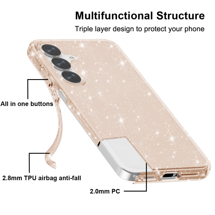 For Samsung Galaxy S25+ 5G Shockproof Terminator Glitter Powder Phone Case(Gold) - Galaxy S25+ 5G Cases by buy2fix | Online Shopping UK | buy2fix