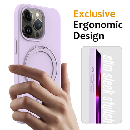 For iPhone 16 Pro Max Liquid Silicone MagSafe Magnetic Phone Case with Ring Holder(Lilac Purple) - iPhone 16 Pro Max Cases by buy2fix | Online Shopping UK | buy2fix