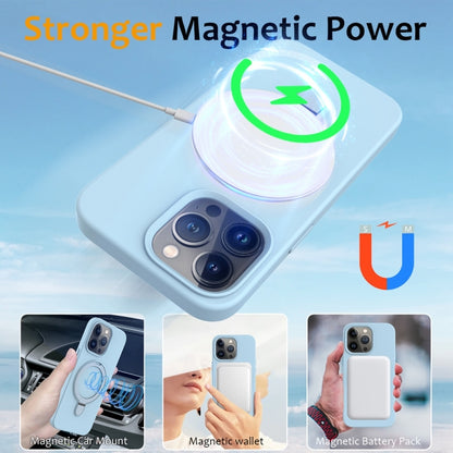 For iPhone 16 Pro Liquid Silicone MagSafe Magnetic Phone Case with Ring Holder(Sky Blue) - iPhone 16 Pro Cases by buy2fix | Online Shopping UK | buy2fix