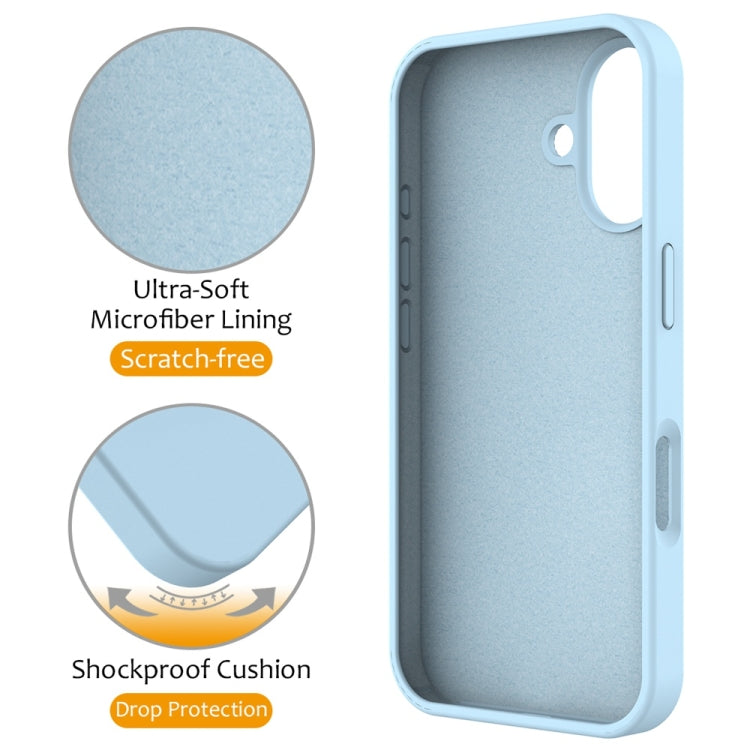 For iPhone 16 Liquid Silicone MagSafe Magnetic Phone Case with Ring Holder(Sky Blue) - iPhone 16 Cases by buy2fix | Online Shopping UK | buy2fix