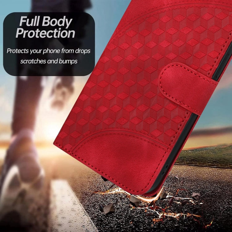 For iPhone 16 Plus YX0060 Elephant Head Embossed Phone Leather Case with Lanyard(Red) - iPhone 16 Plus Cases by buy2fix | Online Shopping UK | buy2fix