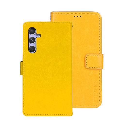 For Samsung Galaxy S23 FE 5G idewei Crazy Horse Texture Leather Phone Case(Yellow) - Galaxy S23 FE 5G Cases by idewei | Online Shopping UK | buy2fix