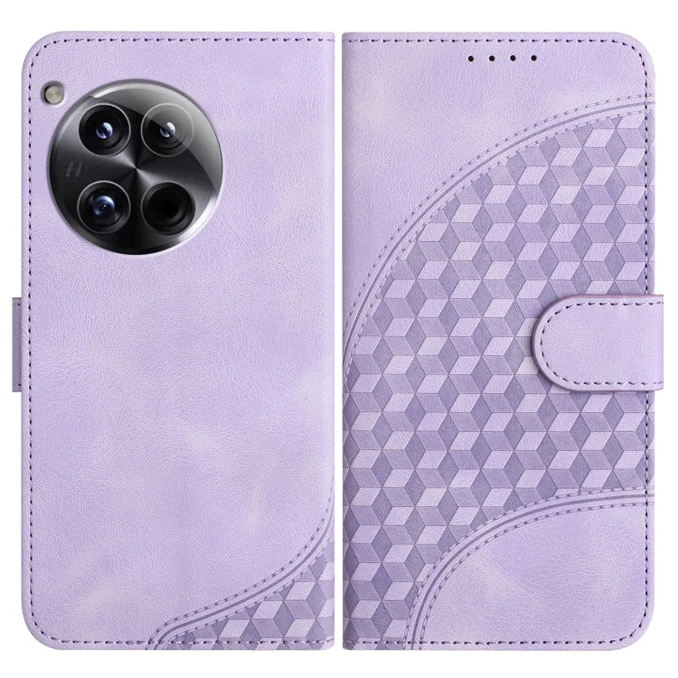 For OnePlus 12 YX0060 Elephant Head Embossed Phone Leather Case with Lanyard(Light Purple) - OnePlus Cases by buy2fix | Online Shopping UK | buy2fix