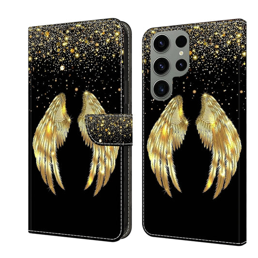 For Samsung Galaxy S24 Ultra 5G Crystal 3D Shockproof Protective Leather Phone Case(Golden Wings) - Galaxy S24 Ultra 5G Cases by buy2fix | Online Shopping UK | buy2fix