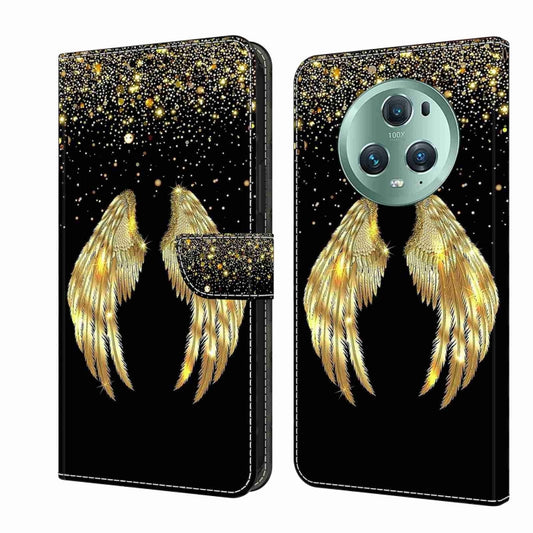 For Honor Magic5 Pro Crystal 3D Shockproof Protective Leather Phone Case(Golden Wings) - Honor Cases by buy2fix | Online Shopping UK | buy2fix