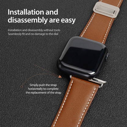 For Apple Watch Series 7 41mm DUX DUCIS YA Series Magnetic Buckle Genuine Leather Watch Band(Brown) - Watch Bands by DUX DUCIS | Online Shopping UK | buy2fix