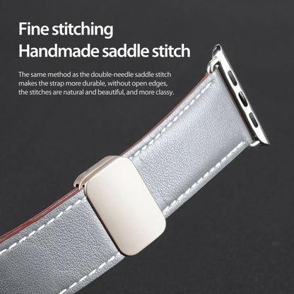 For Apple Watch SE 44mm DUX DUCIS YA Series Magnetic Buckle Genuine Leather Watch Band(Grey) - Watch Bands by DUX DUCIS | Online Shopping UK | buy2fix