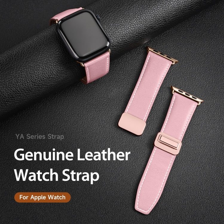 For Apple Watch Series 6 40mm DUX DUCIS YA Series Magnetic Buckle Genuine Leather Watch Band(Pink) - Watch Bands by DUX DUCIS | Online Shopping UK | buy2fix