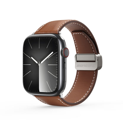 For Apple Watch Series 5 44mm DUX DUCIS YA Series Magnetic Buckle Genuine Leather Watch Band(Brown) - Watch Bands by DUX DUCIS | Online Shopping UK | buy2fix