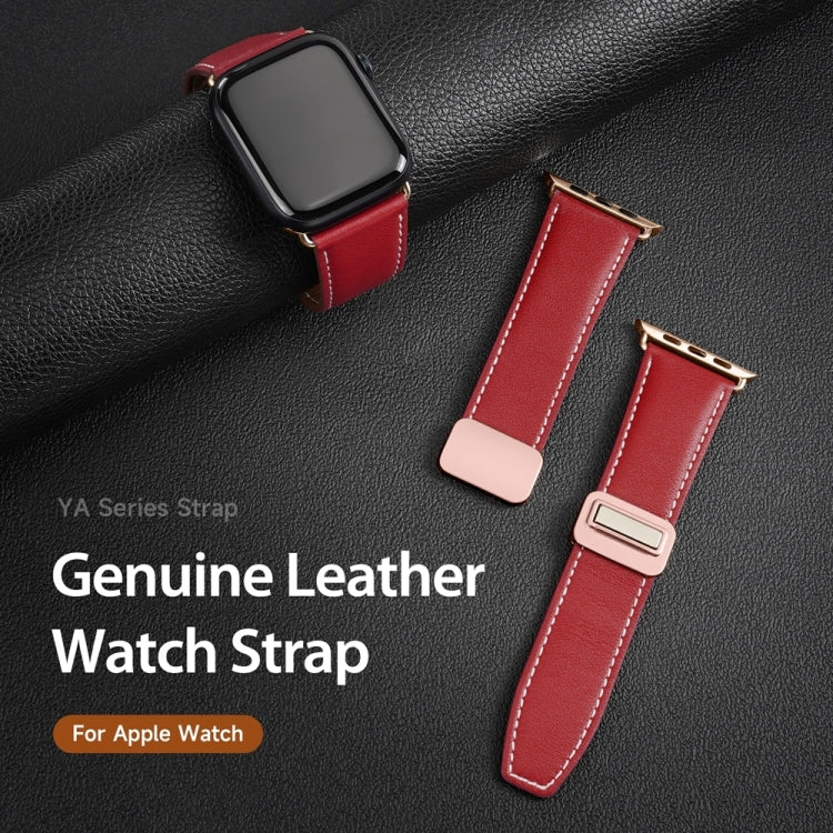 For Apple Watch Series 5 40mm DUX DUCIS YA Series Magnetic Buckle Genuine Leather Watch Band(Red) - Watch Bands by DUX DUCIS | Online Shopping UK | buy2fix