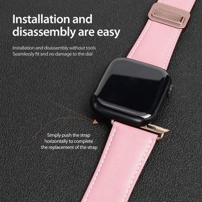 For Apple Watch Series 4 44mm DUX DUCIS YA Series Magnetic Buckle Genuine Leather Watch Band(Pink) - Watch Bands by DUX DUCIS | Online Shopping UK | buy2fix