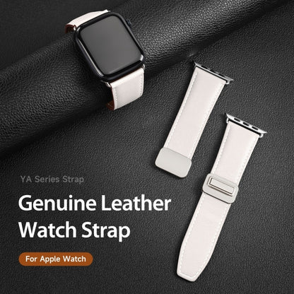 For Apple Watch Series 4 40mm DUX DUCIS YA Series Magnetic Buckle Genuine Leather Watch Band(White) - Watch Bands by DUX DUCIS | Online Shopping UK | buy2fix