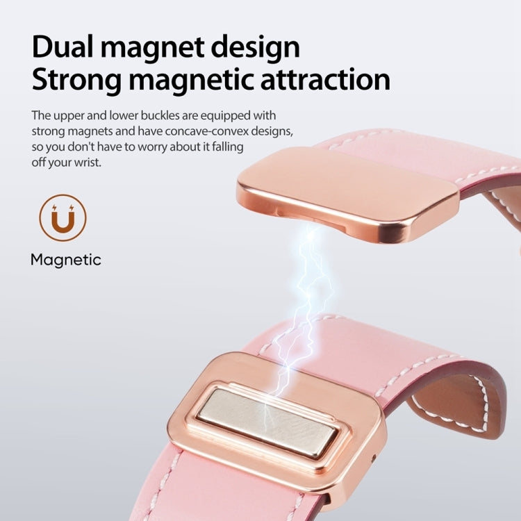 For Apple Watch 38mm DUX DUCIS YA Series Magnetic Buckle Genuine Leather Watch Band(Pink) - Watch Bands by DUX DUCIS | Online Shopping UK | buy2fix