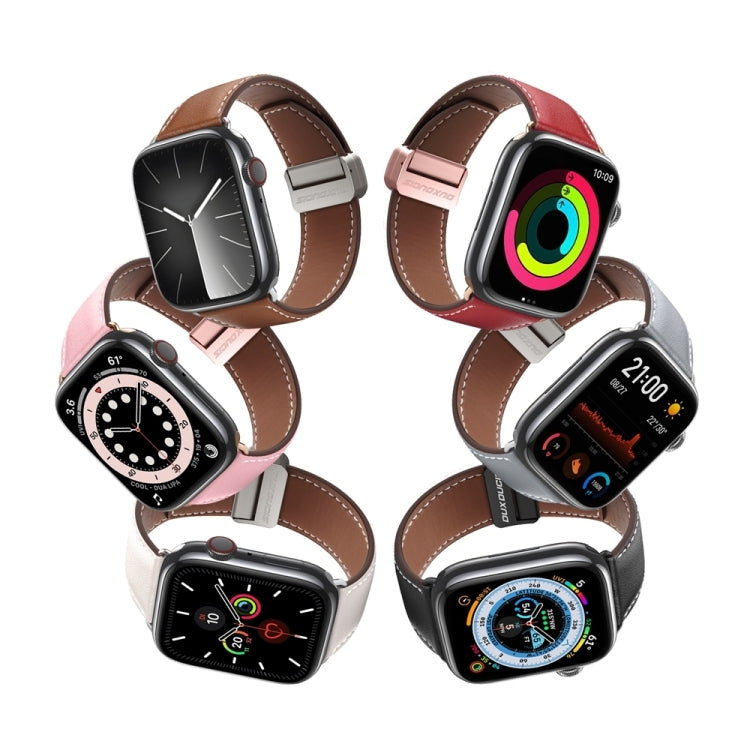 For Apple Watch Series 2 38mm DUX DUCIS YA Series Magnetic Buckle Genuine Leather Watch Band(Pink) - Watch Bands by DUX DUCIS | Online Shopping UK | buy2fix