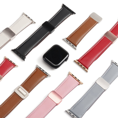 For Apple Watch Series 3 42mm DUX DUCIS YA Series Magnetic Buckle Genuine Leather Watch Band(Red) - Watch Bands by DUX DUCIS | Online Shopping UK | buy2fix