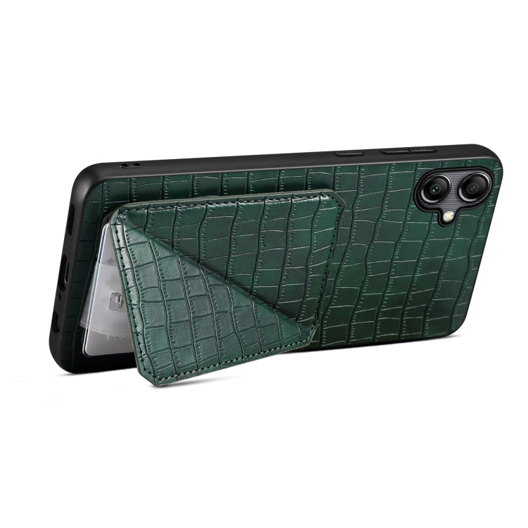 For Samsung Galaxy A05s Denior Imitation Crocodile Leather Back Phone Case with Holder(Green) - Galaxy Phone Cases by Denior | Online Shopping UK | buy2fix