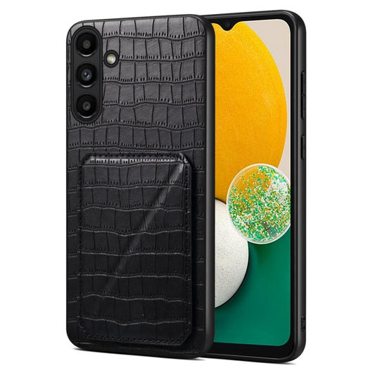 For Samsung Galaxy A13 5G Denior Imitation Crocodile Leather Back Phone Case with Holder(Black) - Galaxy Phone Cases by Denior | Online Shopping UK | buy2fix