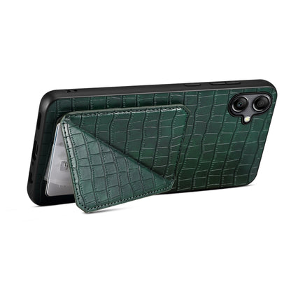 For Samsung Galaxy A33 Denior Imitation Crocodile Leather Back Phone Case with Holder(Green) - Galaxy Phone Cases by Denior | Online Shopping UK | buy2fix