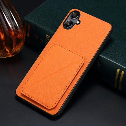 For Samsung Galaxy A22 5G Denior Imitation Calf Leather Back Phone Case with Holder(Orange) - Galaxy Phone Cases by Denior | Online Shopping UK | buy2fix