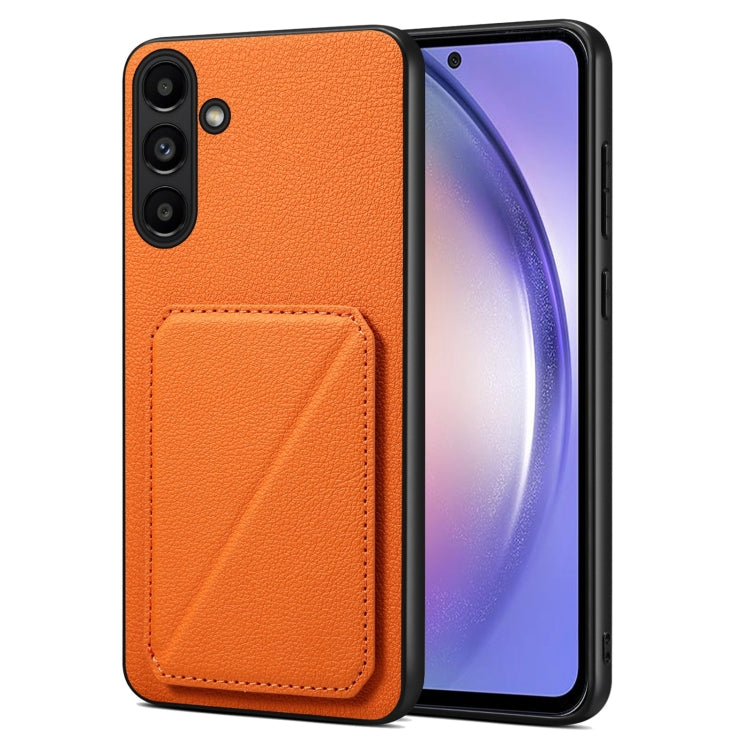 For Samsung Galaxy A54 5G Denior Imitation Calf Leather Back Phone Case with Holder(Orange) - Galaxy Phone Cases by Denior | Online Shopping UK | buy2fix