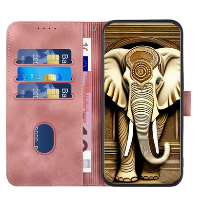 For Xiaomi Redmi K70 YX0060 Elephant Head Embossed Phone Leather Case with Lanyard(Pink) - K70 Cases by buy2fix | Online Shopping UK | buy2fix