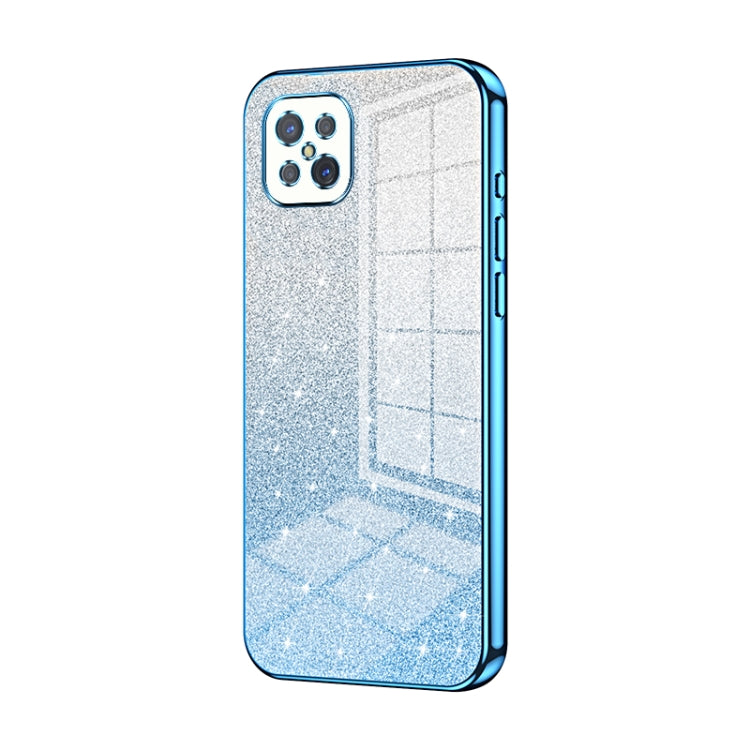 For OPPO A92s / Reno4 Z 5G Gradient Glitter Powder Electroplated Phone Case(Blue) - OPPO Cases by buy2fix | Online Shopping UK | buy2fix