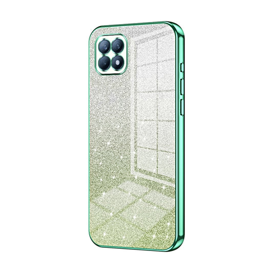 For OPPO Reno4 SE Gradient Glitter Powder Electroplated Phone Case(Green) - OPPO Cases by buy2fix | Online Shopping UK | buy2fix
