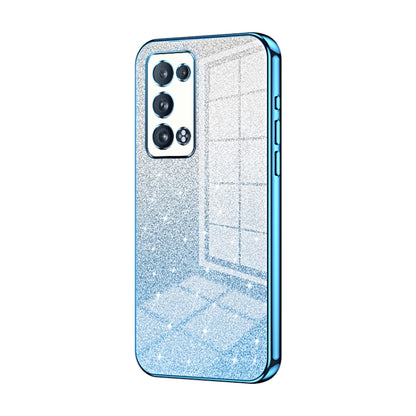 For OPPO Reno6 Pro+ Gradient Glitter Powder Electroplated Phone Case(Blue) - OPPO Cases by buy2fix | Online Shopping UK | buy2fix