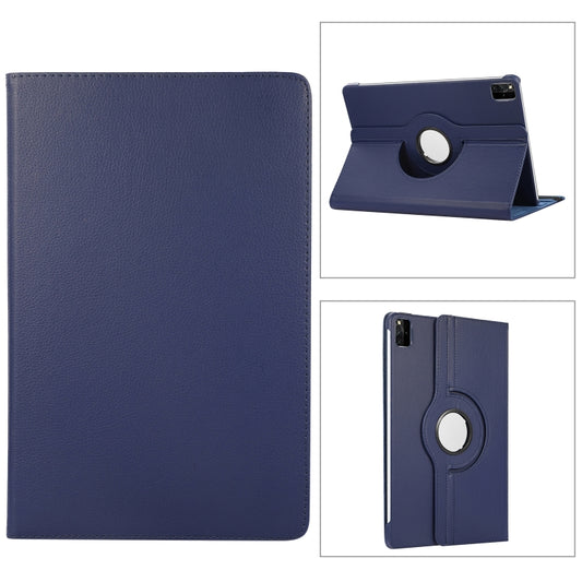 For Lenovo Tab M11 / Xiaoxin Pad 11 2024 360 Degree Rotation Litchi Texture Leather Tablet Case(Dark Blue) - Lenovo by buy2fix | Online Shopping UK | buy2fix