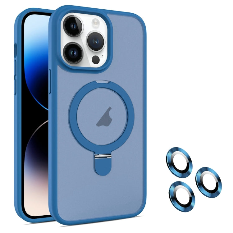 For iPhone 14 Pro MagSafe Magnetic Holder Phone Case(Blue) - iPhone 14 Pro Cases by buy2fix | Online Shopping UK | buy2fix