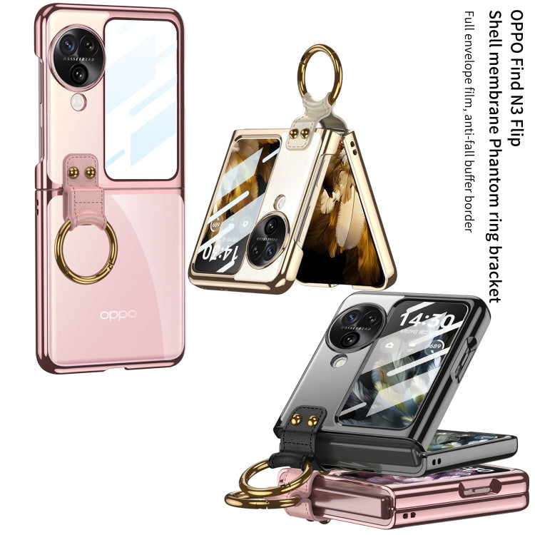 For OPPO Find N3 Flip GKK Electroplating Phone Case with Ring(Black) - Find N3 Flip Cases by GKK | Online Shopping UK | buy2fix