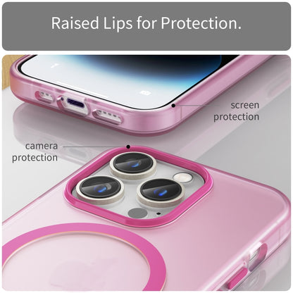 For iPhone 14 Pro MagSafe Frosted Translucent TPU + PC Full Coverage Phone Case(Pink) - iPhone 14 Pro Cases by buy2fix | Online Shopping UK | buy2fix