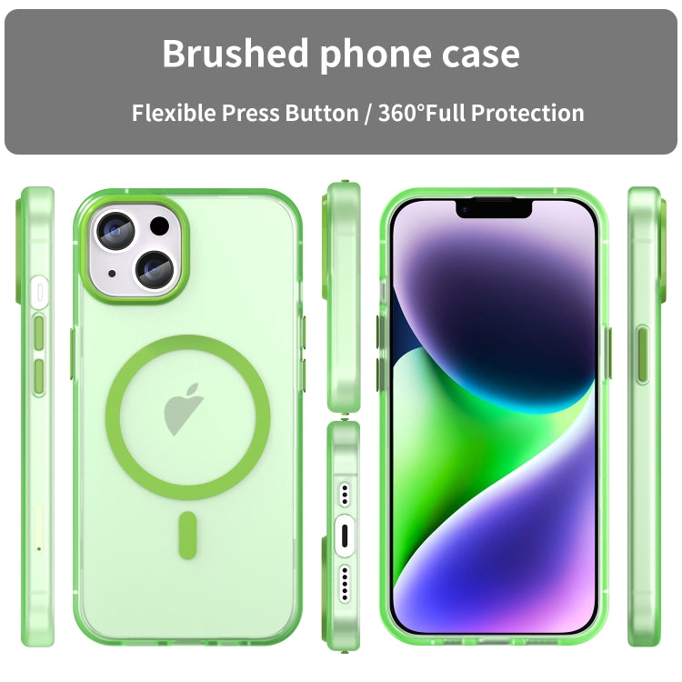 For iPhone 14 MagSafe Frosted Translucent TPU + PC Full Coverage Phone Case(Green) - iPhone 14 Cases by buy2fix | Online Shopping UK | buy2fix