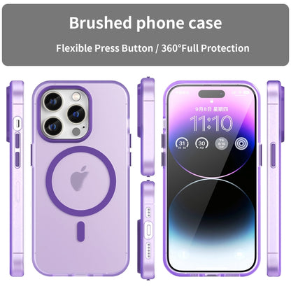 For iPhone 16 Pro MagSafe Frosted Translucent TPU + PC Full Coverage Phone Case(Dark Purple) - iPhone 16 Pro Cases by buy2fix | Online Shopping UK | buy2fix