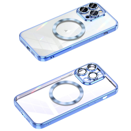 For iPhone 12 Pro MagSafe CD Texture Metal Lens Frame Full Coverage Phone Case(Blue) - iPhone 12 / 12 Pro Cases by buy2fix | Online Shopping UK | buy2fix