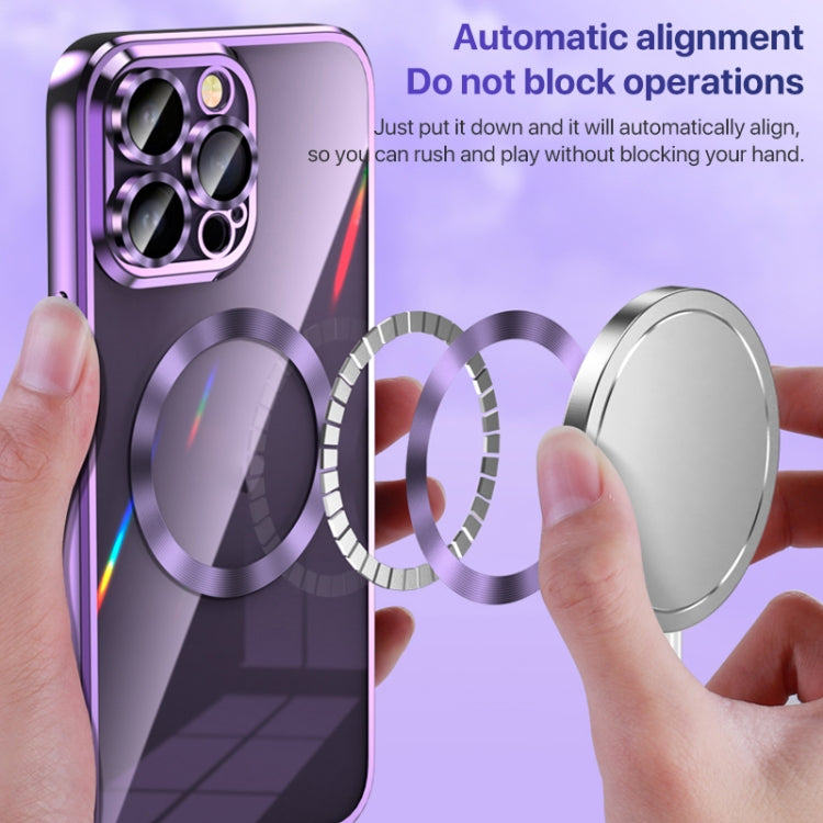 For iPhone 13 Pro MagSafe CD Texture Metal Lens Frame Full Coverage Phone Case(Silver) - iPhone 13 Pro Cases by buy2fix | Online Shopping UK | buy2fix