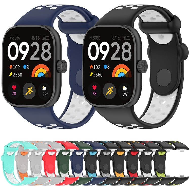 For Redmi Watch 4 Two Color Silicone Sports Watch Band(Midnight Blue White) - Watch Bands by buy2fix | Online Shopping UK | buy2fix