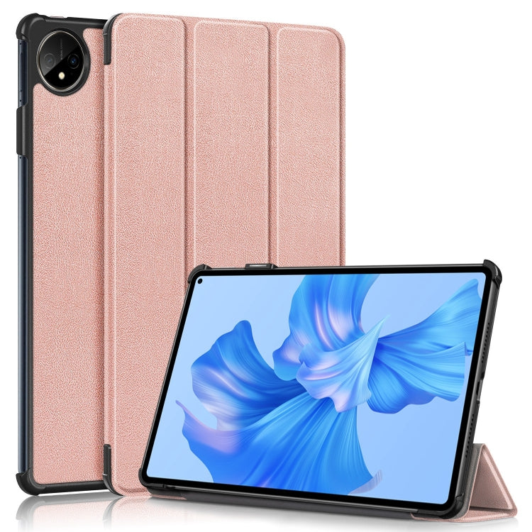 For Huawei MatePad Pro 11 2024 / 2022 Custer Pure Color 3-Fold Smart Leather Tablet Case(Rose Gold) - Huawei by buy2fix | Online Shopping UK | buy2fix