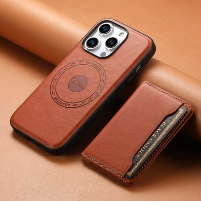 For iPhone 14 Pro Max Denior Cowhide Texture Leather MagSafe Detachable Wallet Phone Case(Brown) - iPhone 14 Pro Max Cases by Denior | Online Shopping UK | buy2fix