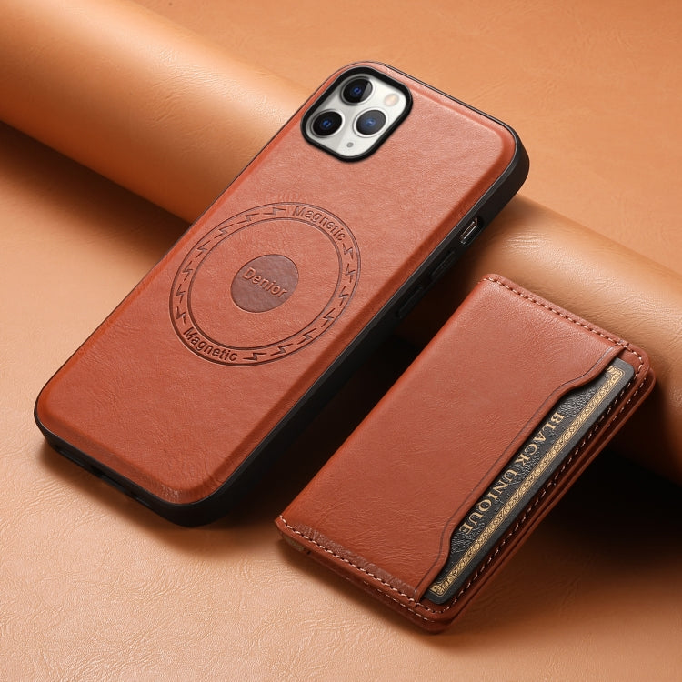 For iPhone 11 Pro Max Denior Cowhide Texture Leather MagSafe Detachable Wallet Phone Case(Brown) - iPhone 11 Pro Max Cases by Denior | Online Shopping UK | buy2fix