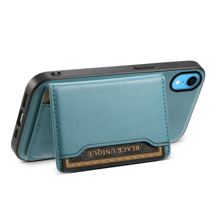 For iPhone XR Denior Cowhide Texture Leather MagSafe Detachable Wallet Phone Case(Blue) - More iPhone Cases by Denior | Online Shopping UK | buy2fix