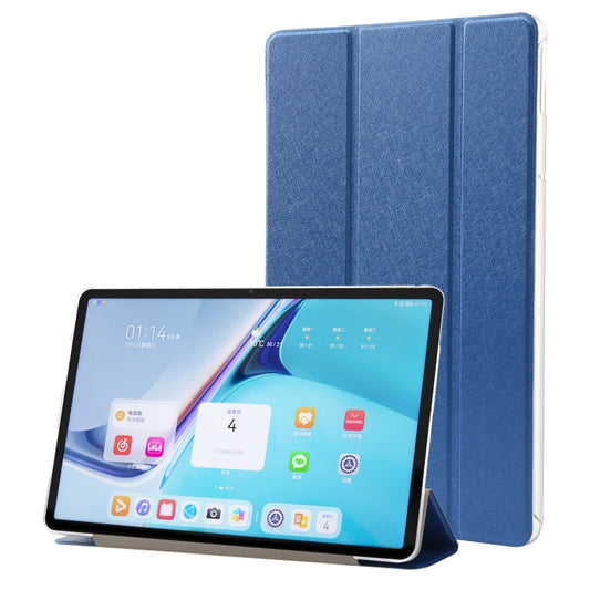 For Huawei MatePad Pro 11 2024 Silk Texture 3-Fold Leather Tablet Case(Dark Blue) - Huawei by buy2fix | Online Shopping UK | buy2fix