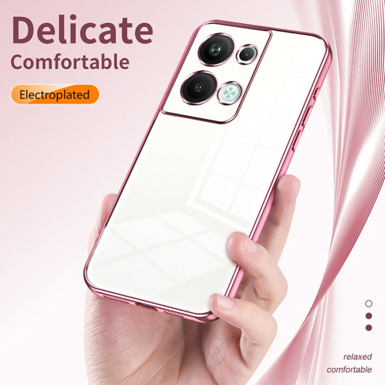 For OPPO Reno9 Pro+ Transparent Plating Fine Hole Phone Case(Purple) - OPPO Cases by buy2fix | Online Shopping UK | buy2fix