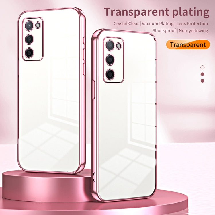 For OPPO A55 5G / A56 / A53s 5G Transparent Plating Fine Hole Phone Case(Black) - OPPO Cases by buy2fix | Online Shopping UK | buy2fix