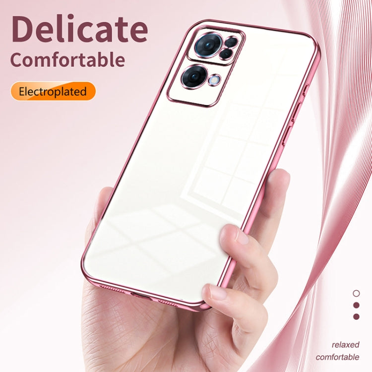 For OPPO Reno7 Pro Transparent Plating Fine Hole Phone Case(Black) - OPPO Cases by buy2fix | Online Shopping UK | buy2fix