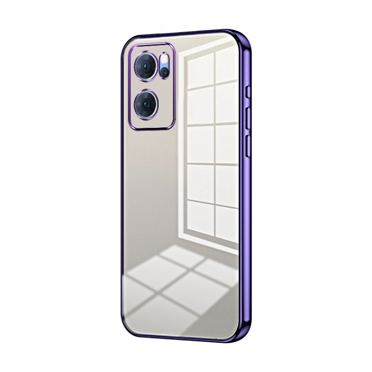 For OPPO Reno7 5G Transparent Plating Fine Hole Phone Case(Purple) - OPPO Cases by buy2fix | Online Shopping UK | buy2fix