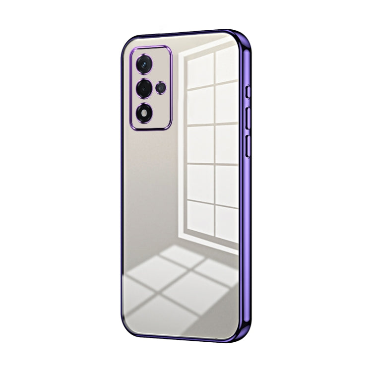 For OPPO A93s 5G Transparent Plating Fine Hole Phone Case(Purple) - OPPO Cases by buy2fix | Online Shopping UK | buy2fix